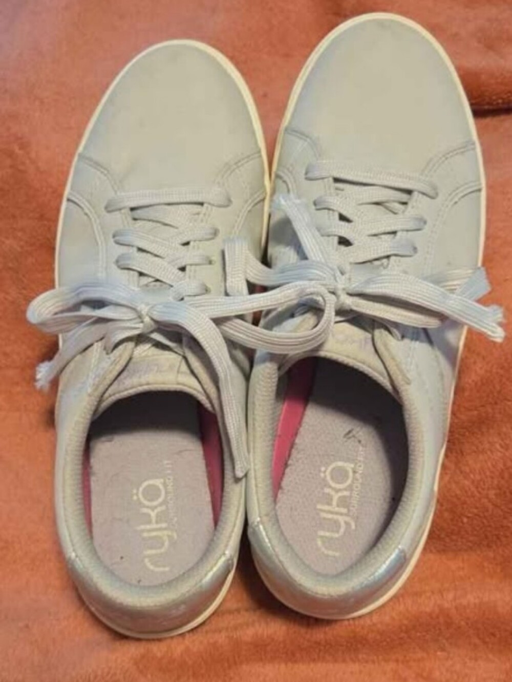 Ryka Women's Light Gray and Pink Casual Lace-Up Sneakers